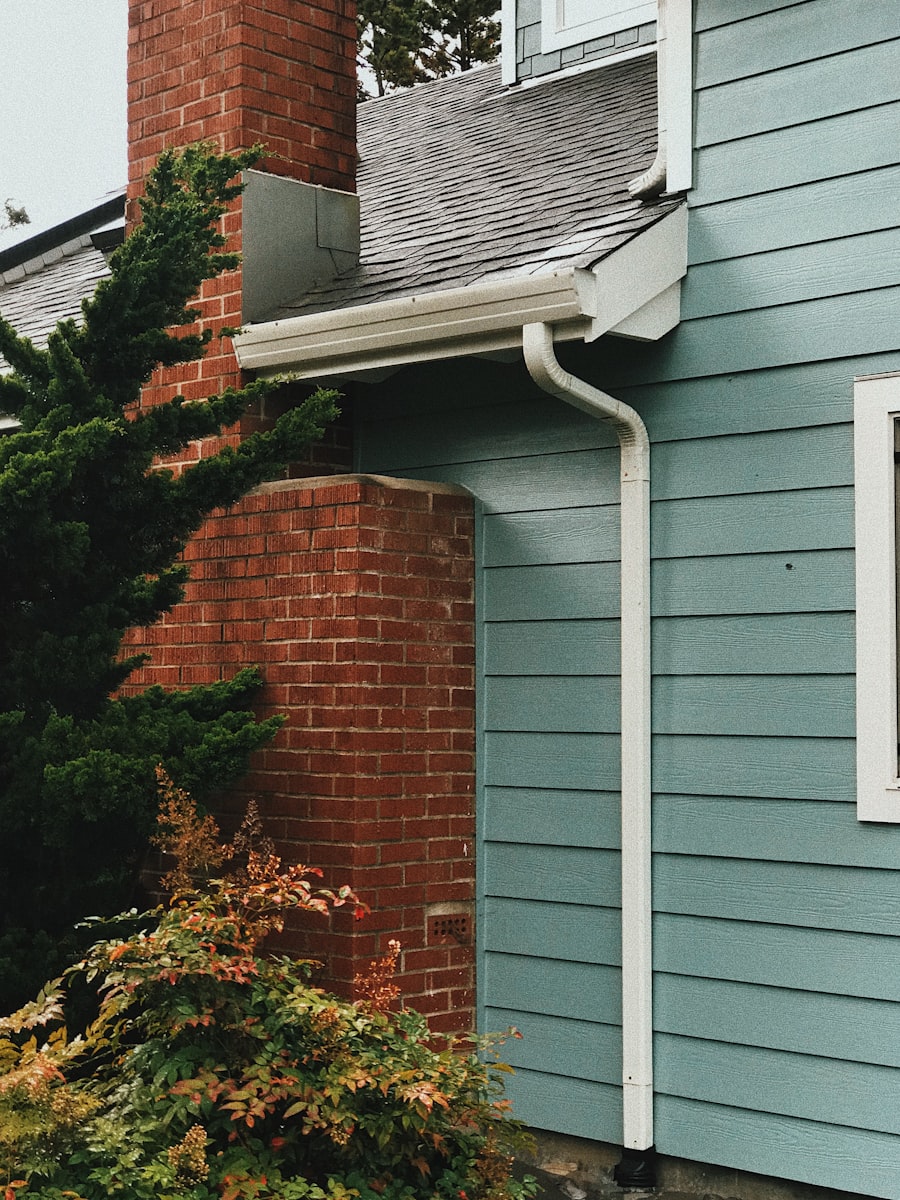 Home exterior with clean gutters